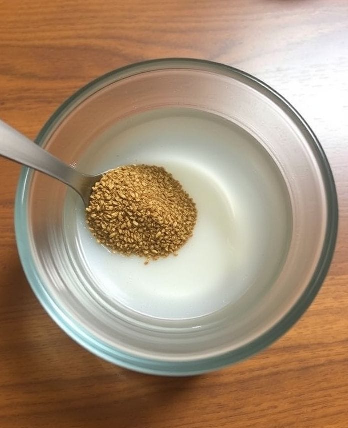 Preparing flax eggs for Vegan Pumpkin Oatmeal Bake