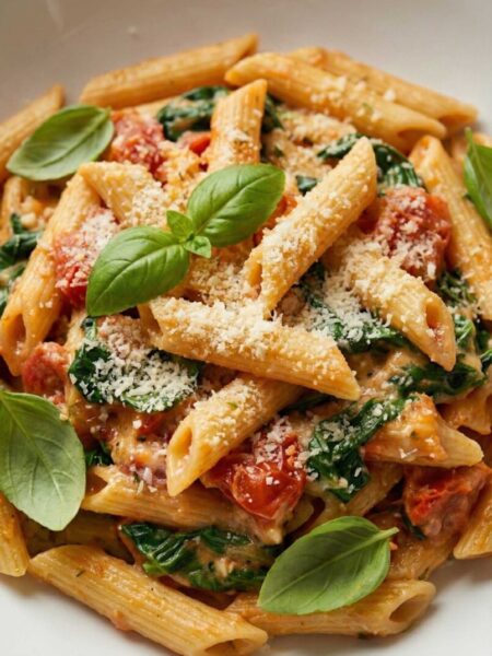 Creamy Tomato Spinach Penne