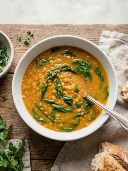 Hearty Lentil Spinach Soup