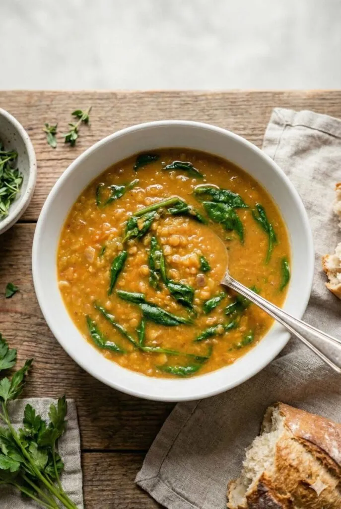 Hearty Lentil Spinach Soup