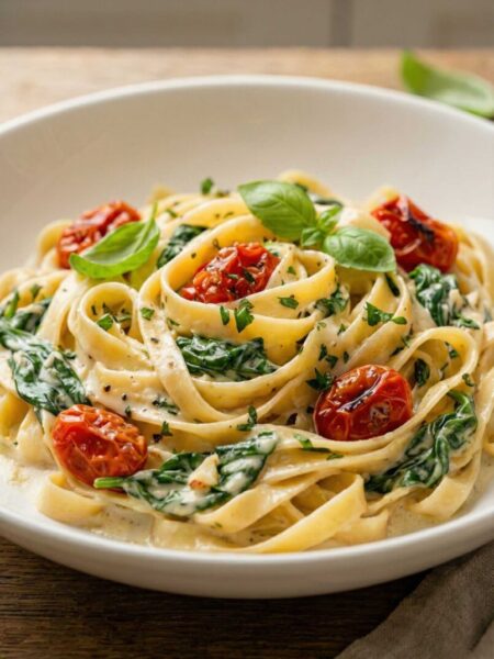 Creamy Spinach Sun-Dried Tomato Pasta