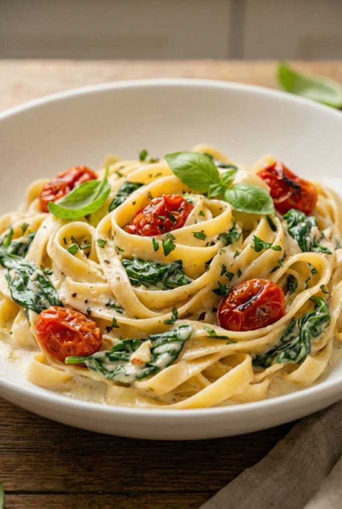 Creamy Spinach Sun-Dried Tomato Pasta