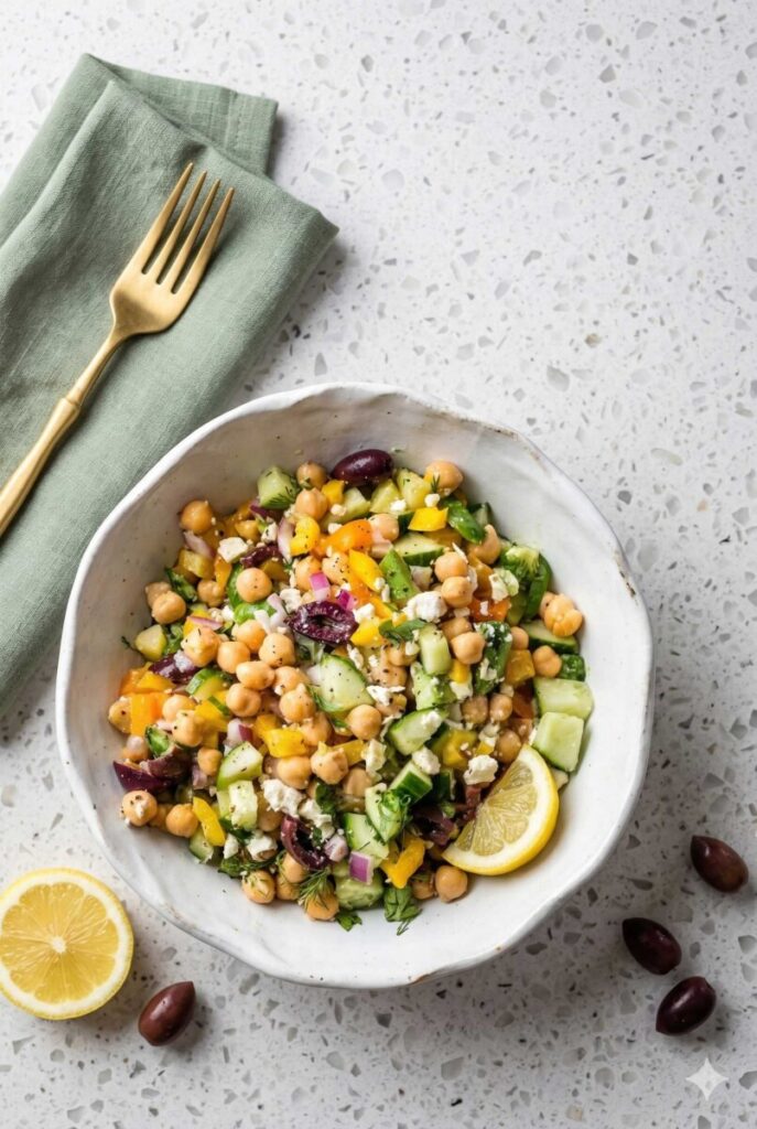 Mediterranean Chickpea Cucumber Salad