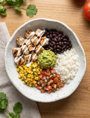 Easy Chicken Burrito Bowl with Cilantro Lime Rice