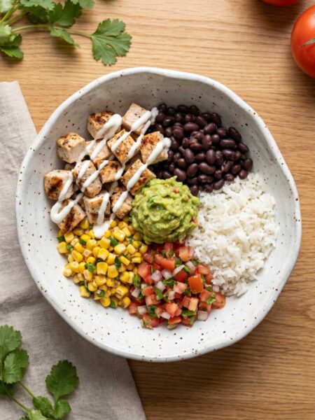 Easy Chicken Burrito Bowl with Cilantro Lime Rice