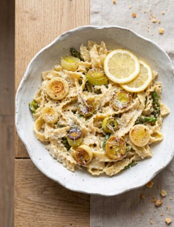 Spring Asparagus & Pea Pasta with Lemon Herb Sauce