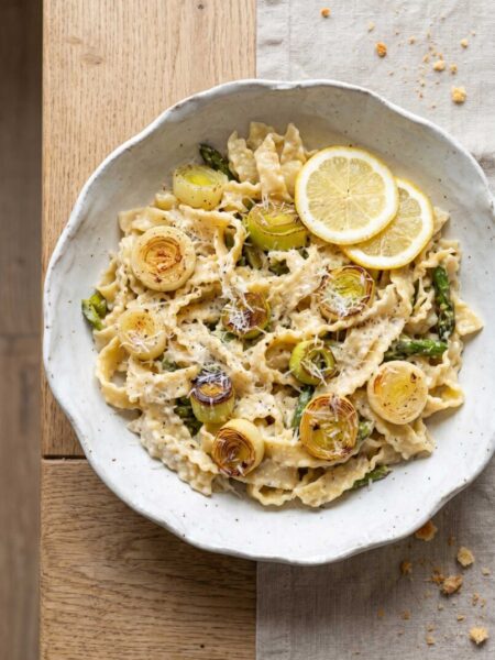 Spring Asparagus & Pea Pasta with Lemon Herb Sauce