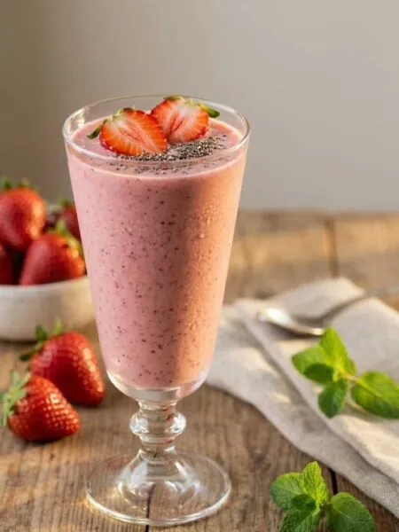 Strawberry Spinach Breakfast Smoothie Bowl