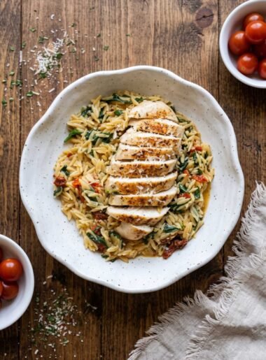 Creamy Tuscan Chicken Orzo Skillet