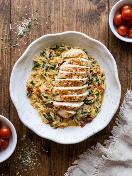 Creamy Tuscan Chicken Orzo Skillet